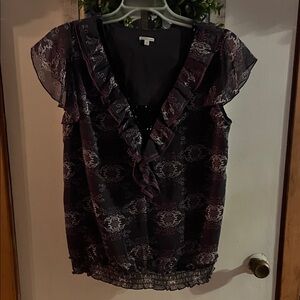 Charlotte Russe Black and Purple Ruffle Blouse